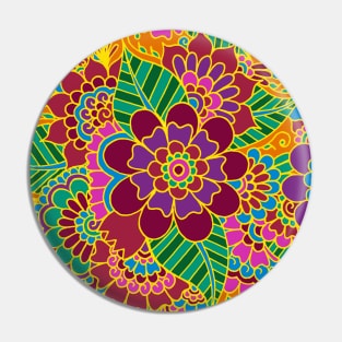 Orange Flower Garden Pin