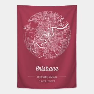 City map in red: Brisbane, Queensland, Australia with retro vintage flair Tapestry