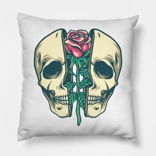 Skull and rose Pillow