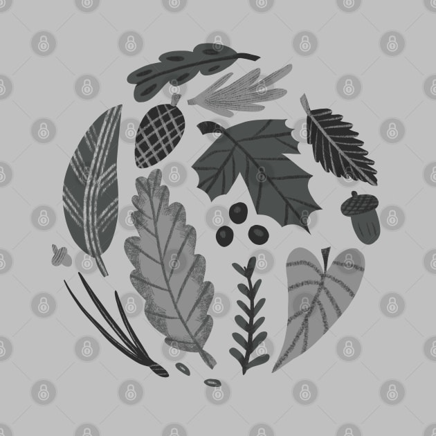 Monochromatic Leaves and Pine Cones by narwhalwall