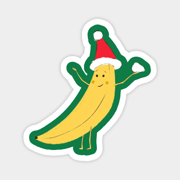 Snow Balling Banana Magnet by Jackie Hurd