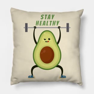 Kawaii avocado training in the gym Pillow