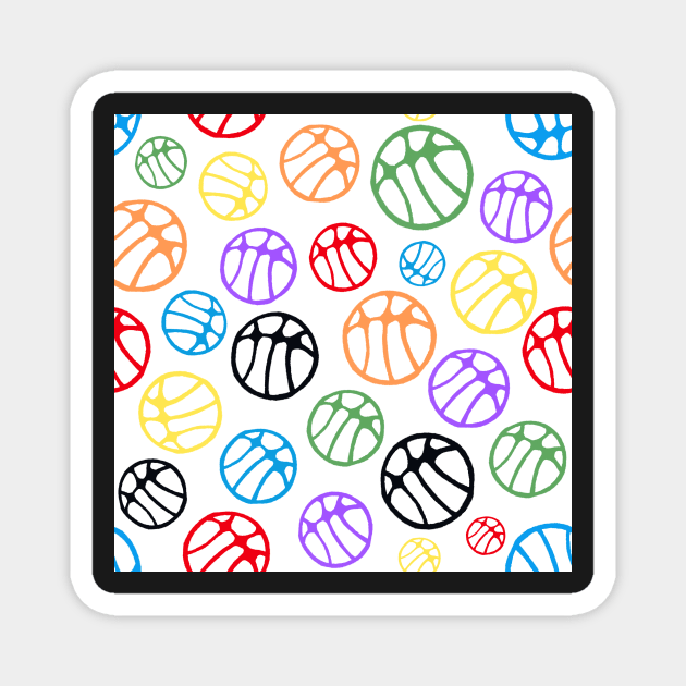 Colorful Basketball Ball Pattern on White Magnet by OneLook