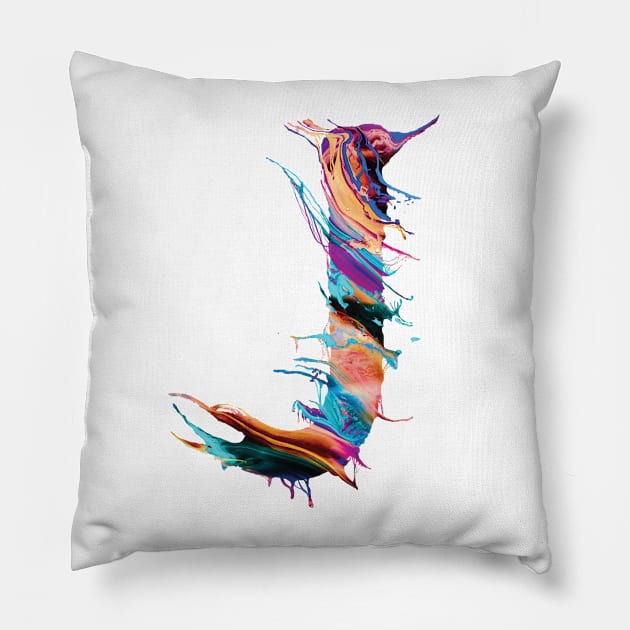 Colorful Painted Initial Letter J Pillow by Artifyio