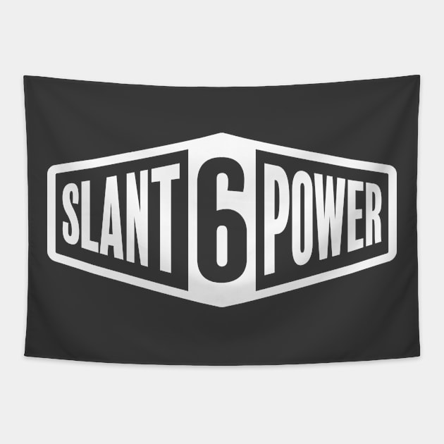 Slant 6 Power - White + Asphalt Tapestry by jepegdesign