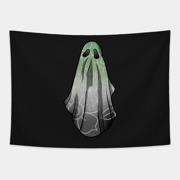 Aromantic Pride Flowery Ghost Tapestry by saltuurn