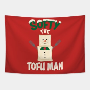 Vegan Christmas Softy the Tofu Man Funny Tofu Tapestry