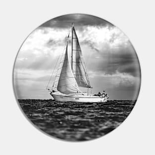 Storms & Sails. Black and White Photograph Pin