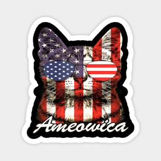 Cat Ameowica American Flag 4th Of July Patriotic Magnet