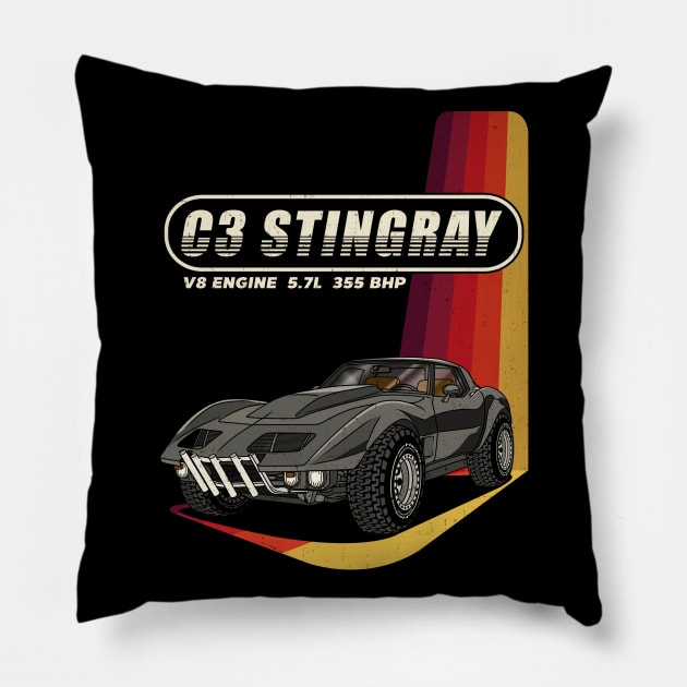 Chevy Corvette Stingray C3 Off-Road Pillow by Guyvit