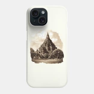 Vintage illustration of Bagan, Myanmar Phone Case