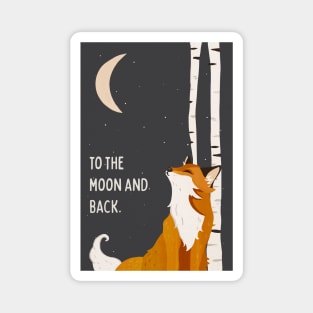 "To The Moon And Back" Cute Fox Art For Kids Magnet