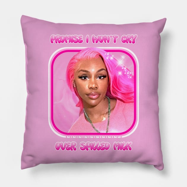 SZA - Promise I Won't Cry Over Spilled Milk - Vintage - Pink Pillow by GFXbyMillust