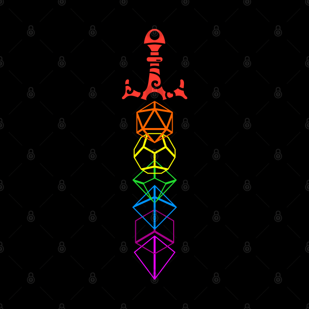 Rainbow Dice Sword RPG Gaming by pixeptional