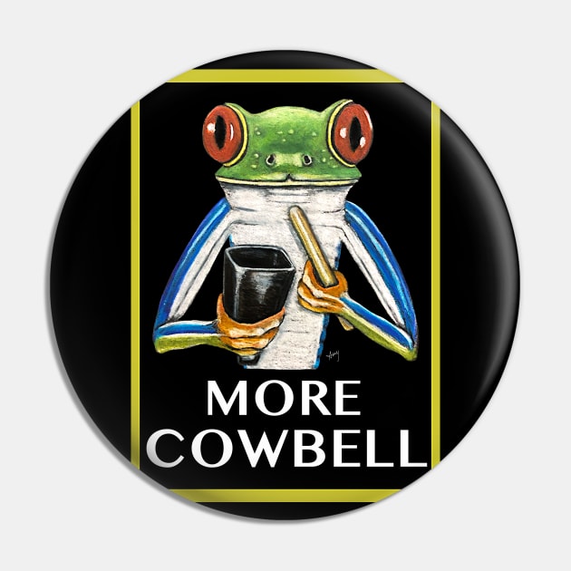 More Cowbell Frog Pin by GardenPartyArt