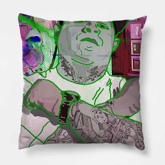 Vinnie Paz Pillow by Brooding Nature Design