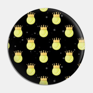 King Tennis - Seamless Pattern on Black Background Pin