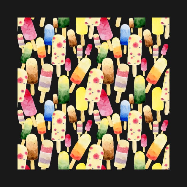 Ice Cream Colorful Watercolor Pattern by in_pictures