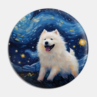 Samoyed Night oil painitng Pin