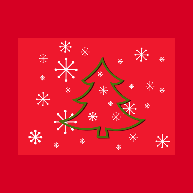 christmas tree on a red background by illustrations-boom