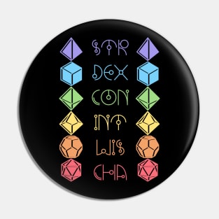 Character Abilities Dice Rainbow Pin