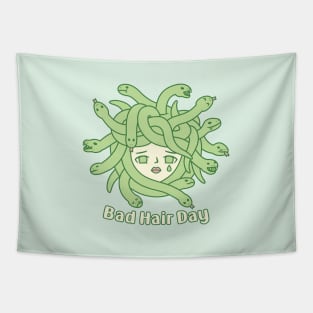 Sad Medusa Snakes Hair Bad Hair Day Funny Tapestry