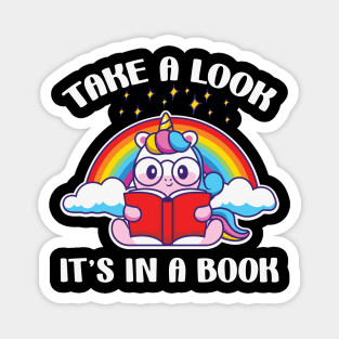 Take a Look Its in Book Unicorn Reading Magnet