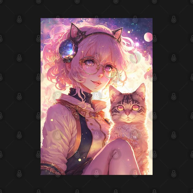 Cute Anime girl with her kawaii cat by GothicDesigns