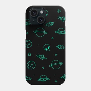 GALAXY ALIEN UFO OUTER SPACE NEON GREEN PATTERN Phone Case