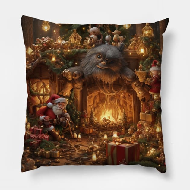 Merry christmas and santa claus Pillow by Aceplace Design