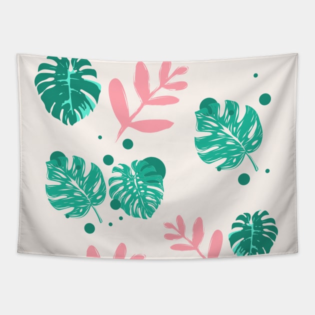 Tropical Leaves - Monstera Deliciosa pattern Tapestry by CLPDesignLab