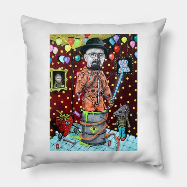 God for Sale | Your memories are Lies | original painting by tyler tilley Pillow by Tiger Picasso