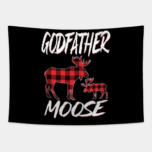 Red Plaid Godfather Moose Matching Family Pajama Christmas Gift Tapestry