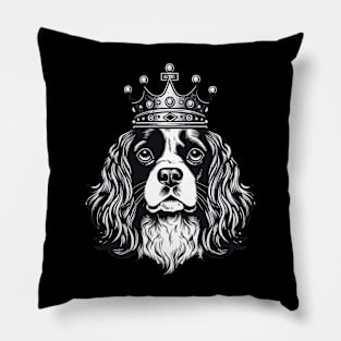 Cavalier King Charles Spaniel Dog wearing a crown Pillow