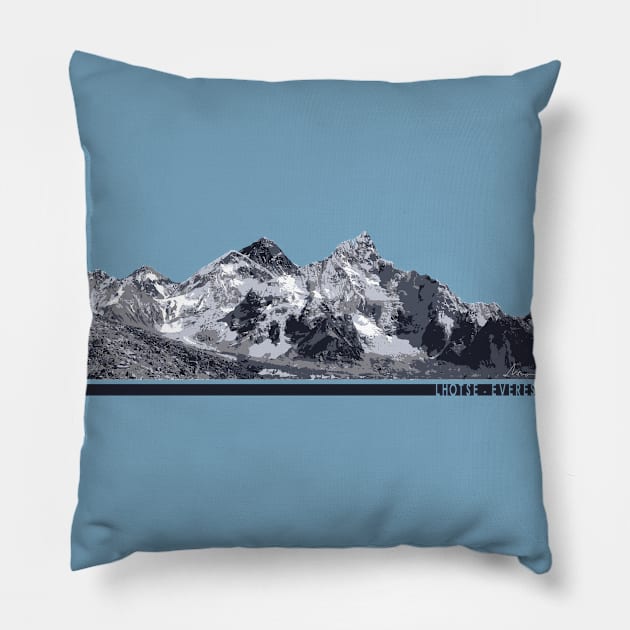 Everst mountain Illustration Pillow by High Altitude