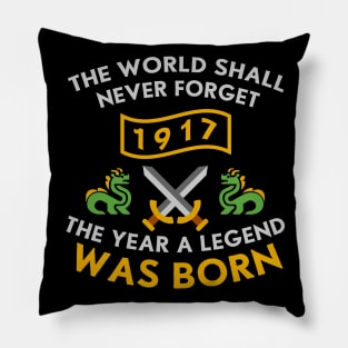 1917 The Year A Legend Was Born Dragons and Swords Design (Light) Pillow