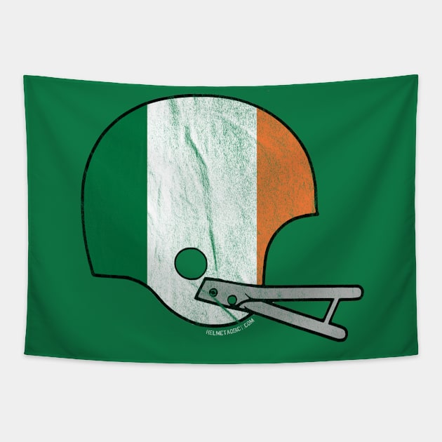 Irish Flag American Football Helmet (Distressed) Tapestry by HelmetAddict