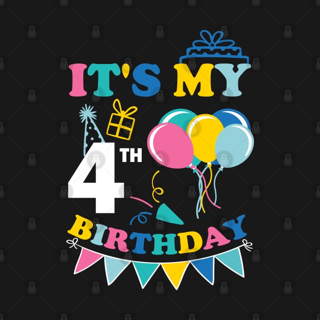 Kids It's My 4th Birthday Celebrating four years by greatnessprint