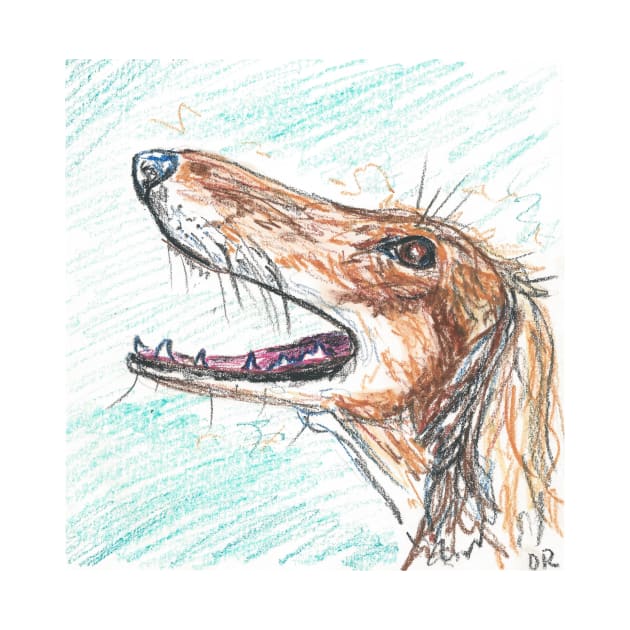 Saluki oil pastel drawing sketch by DebTheZeb