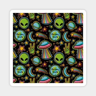 Retro 90s Neon Alien Pattern Magnet