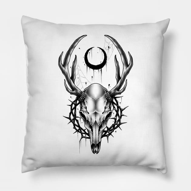 Deer skull with thorn Pillow by Smurnov