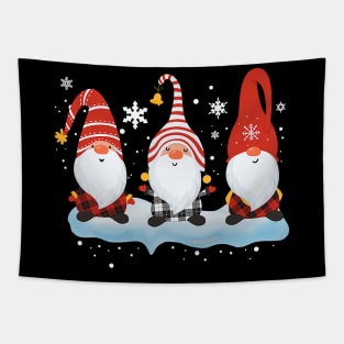 Buffalo Plaid Santa Gnomes Garden Merry Christmas Tapestry