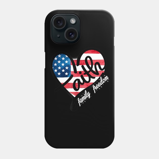 4th of July Patriotic Christian Faith Heart American Flag Phone Case by Haley Tokey