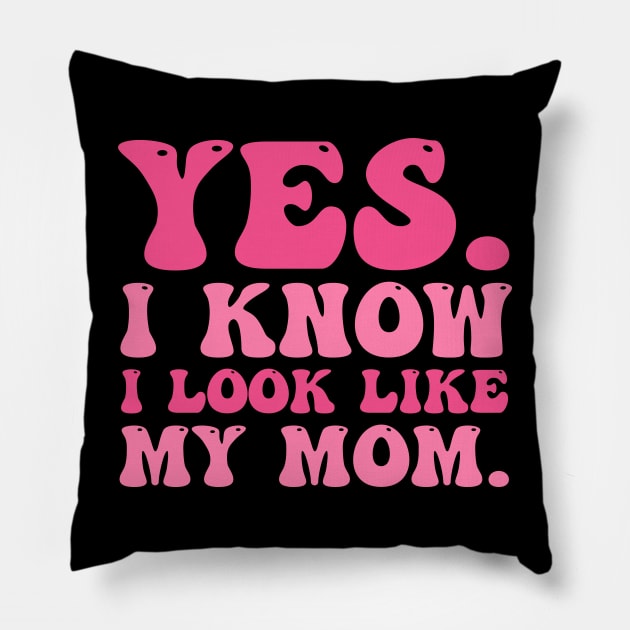 Yes I Know I Look Like My Mom Breast Cancer Awareness Pillow by cyberpunk art