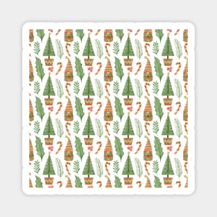 Cute Christmas Pattern Gnomes, Trees and Candy Canes Magnet