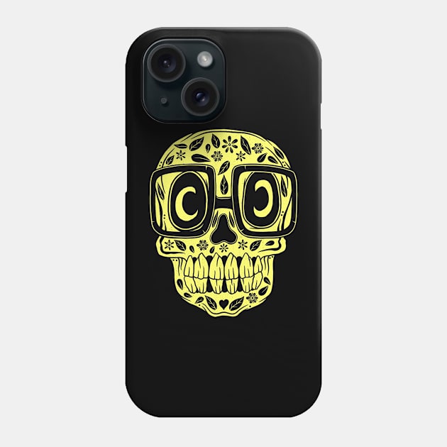 Skull Eyeglass Halloween Doodle Slime Green Phone Case by Scriptnbones