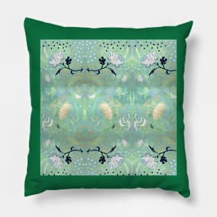 Floral Leaves Dots Pillow