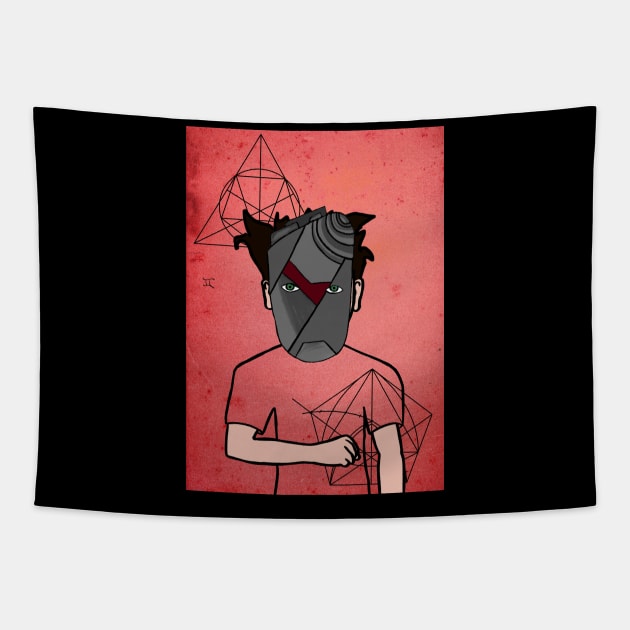 Discover the Unique NFT - Billy: A Male Character with Crayon Eyes on TeePublic Tapestry by Hashed Art