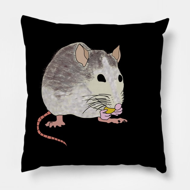 Rat Eating Cheese Pillow by graphics