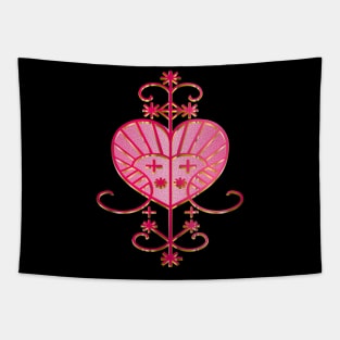 Erzulie Voodoo Veve - Red Rose Pink Fill Tapestry